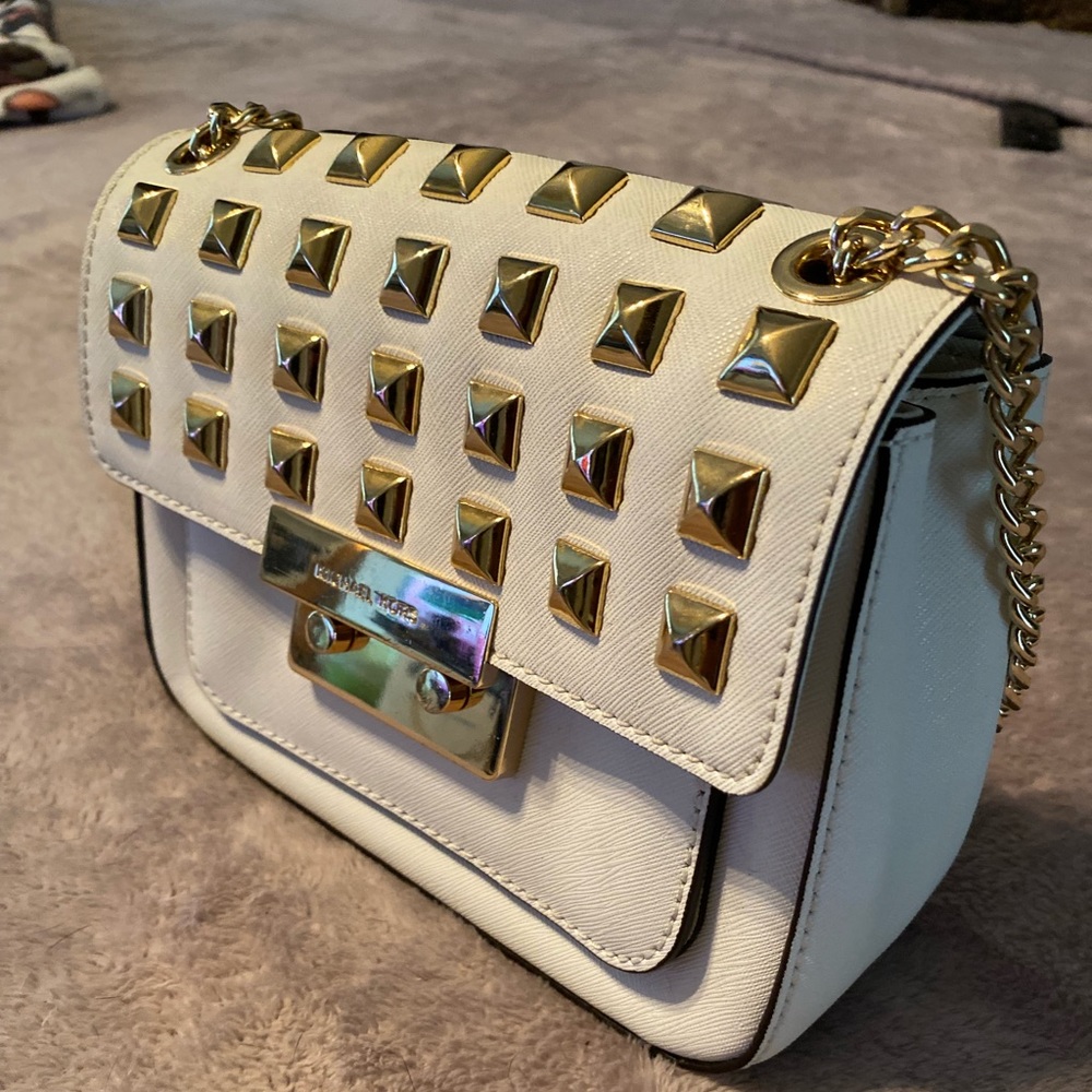 Studded Michael Kors Purse - White